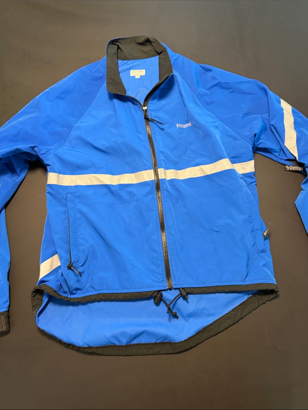Blue Windbreaker Jacket with Reflective Stripe